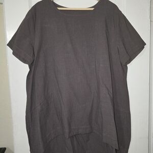 Brown Short Sleeve Tunic Top